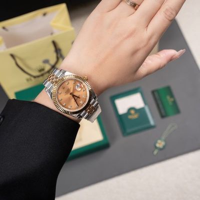 Rolex Datejust 41mm 3235 Movement Rose Gold Dial Jubilee Two-tone Gold Bracelet Watch